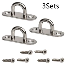 1Set/2/3/4/5/6Sets Thickened Stainless Steel Hanging Rings, Outdoor Awning Swing Fixing Hooks, Industrial Grade Load-Bearing 90 Lbs Hanging Rings, Home Hardware Hanging Ring Accessories - Silver - View 14
