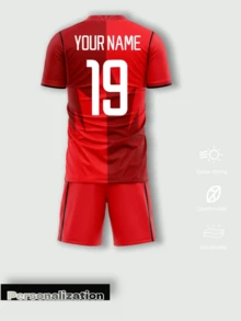 Canada Home Red Football Jersey Set, Inspired By Red Maple Leaf, Customizable Name & Number, Moisture-Wicking Breathable Comfortable, Customized Men's Sports Training Suit, 2026 Football - Red - View 3