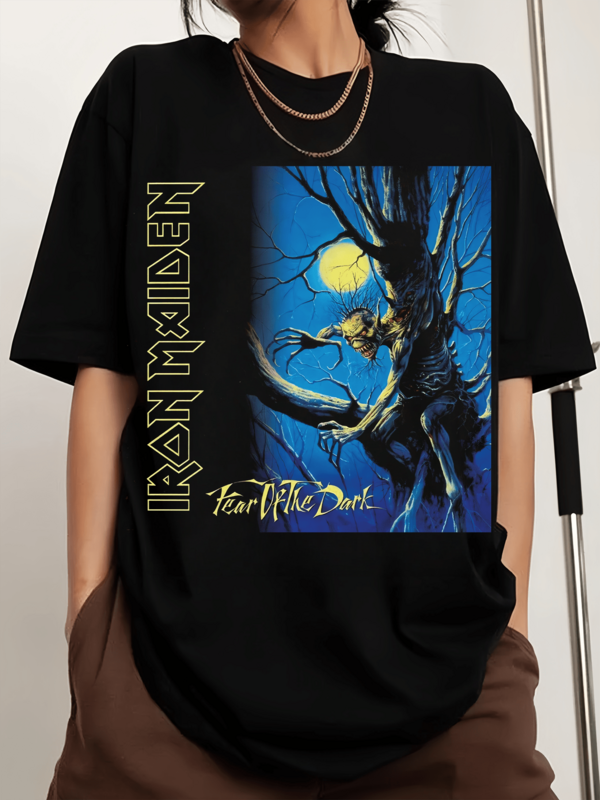 IRONSS MAIDENSS - FEAR OF THE DAR - Tricou - 34 - Mărimea M - E66z Tricou sport bărbătesc cu mânecă scurtă și guler rotund, imprimat