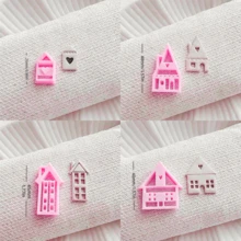 Bộ 1/4 khuôn cắt đất sét polymer hình ngôi nhà làng quê, khuôn dập nổi phong cách Boho để làm khuyên tai, dụng cụ làm đồ thủ công bằng đất sét sản xuất tại Canada. - Hồng - Xem 2