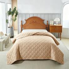 1pc Oversized Lightweight Soft Quilted Bed Cover, Thin Bedspread For Double Bed, All Season Bedding, Spring & Summer - Rhombus - Beige - View 9