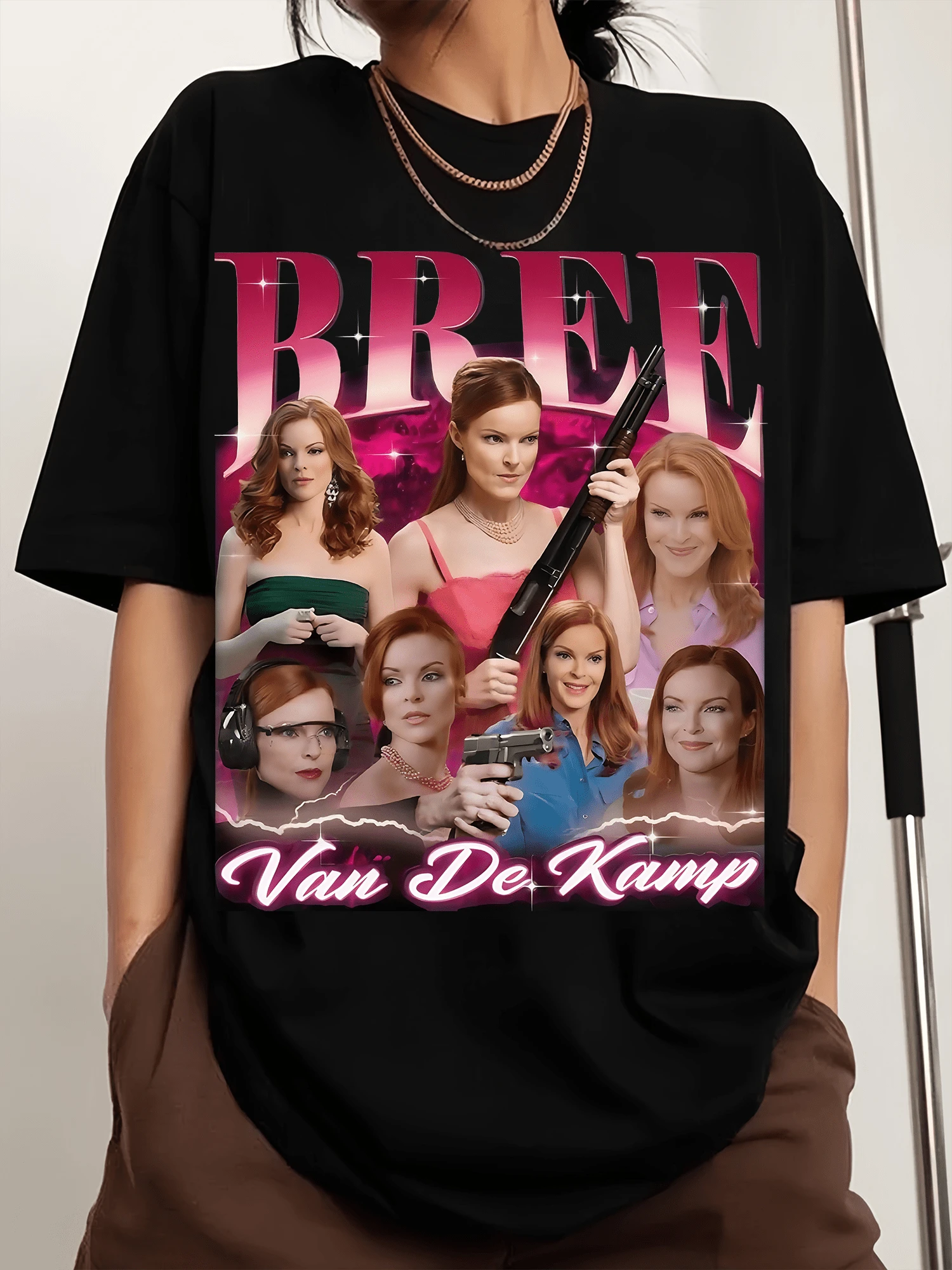 Bree Van De Kamp Fan Tees Printed Men's Sports T-Shirt With Crew Neck And Short Sleeves - Black - View 1