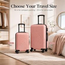 16"/20" Compact Short-Trip Luggage, 360° Smooth Rotating Wheel System, Suitable For Business Commute And Weekend Getaway - Pink - View 1