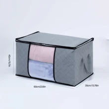 1pc Large Capacity Non-Woven Fabric Quilt Storage Bag, Suitable For Seasonal Storage & Organization, Decorations, Autumn Decor, Holiday Decor, Room Decor, Home Decor, Bedroom Decor - Solid Color - View 2