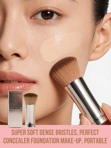 Lancôme 兰蔻菁纯柔光粉底刷，超柔软浓密刷毛，完美遮瑕，轻巧便携，优雅银金金属手柄搭配渐变白粉设计，奢华美妆工具，轻松晕染，适合日常使用、旅行及送礼。 - 摩卡棕 - 查看 3