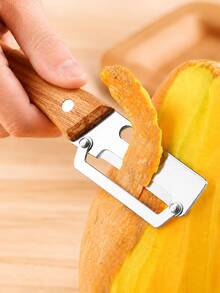 Multi Functional Vegetable Peler For Kitchen Utra-Sharp Stairless Stel Blade With Wooden Handle And Botle Opener For Vegetables Or Fruits That Need To Be Peeled - 木質色 - 查看 1