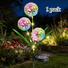 3pcs Solar Powered Dandelion LED String Lights, Yard Garden Decor Lights, Outdoor Lawn Landscape Ground Stake Lights, Color/Warm Light Options, Solar Powered Dandelion Suitable For Yard, Landscape, Path, Lawn, Trail Solar Decor - 3-head Solar-powered Dandelion - View 3