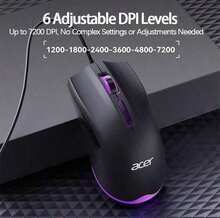 Acer OMW030 Wired Gaming Mouse With Cool Backlighting, Ergonomic Design, Suitable For Desktops And Laptops, Colorful Ambient Backlighting, Ideal For Home And Dormitory Computers - View 2