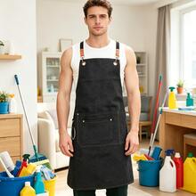 Adjustable Cross-Back Apron,Multi-Pocket Apron, Durable For Cleaning,Cooking& Gardening - 1 Item - View 10