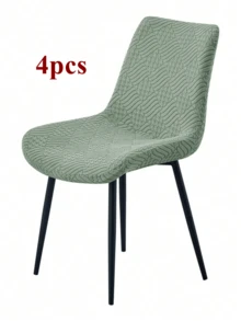 1/4 Juego de fundas para sillas de comedor estilo nórdico curvas, protectores elásticos de asiento de silla de unicolor, adecuados para cocina, boda, fiesta, restaurante - verde matcha - View 7