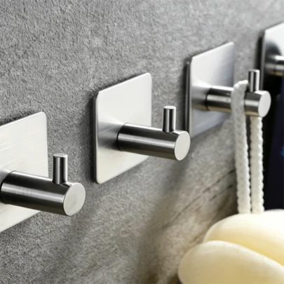 1pc/2pcs/4pcs Adhesive Hooks, SUS 304 Stainless Steel Square Adhesive Hooks, Heavy Duty Waterproof Stainless Steel Self Adhesive Hooks, Shower Wall Hooks, Bathroom Kitchen Towel Adhesive Hooks. Adhesive Hooks Heavy Duty Wall Hooks Waterproof Stainless Steel Hooks For Hanging Coat, Hat,Towel Robe Hook Rack Wall Mount- Bathroom And Bedroom 1/2/4-Packs