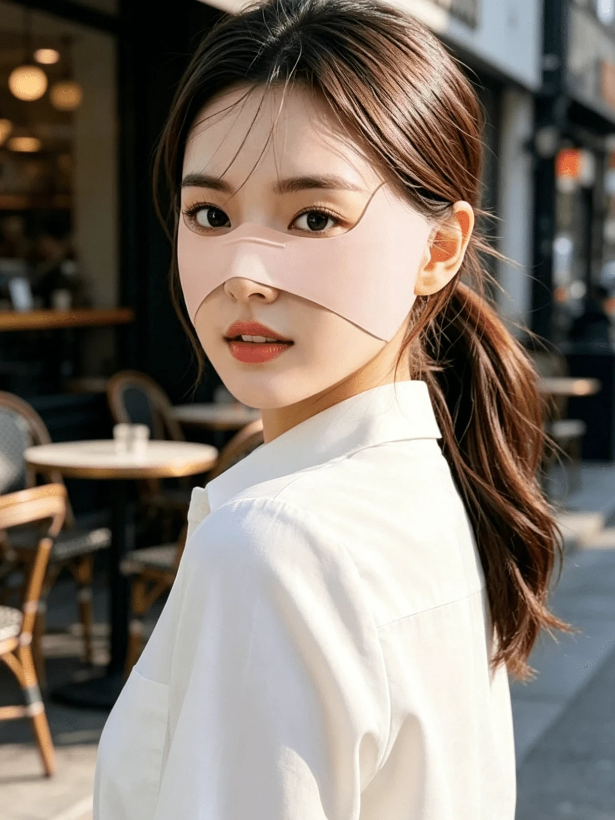 1pc Women's Summer Butterfly Shaped Ice Silk Sun Protection Mask, Breathable Comfortable Skin-Friendly, Soft, Suitable For Running, Cycling, Driving, Golf And Beach Outdoor Activities - Butterfly Facekini - View 1