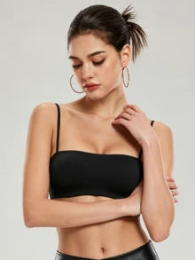 KyrLssu Women's Sports Bra, Twist Back Design, Fashionable Solid Color Sports Camisole, Removable Lining, Suitable For Yoga, Fitness And Running - Black - View 4