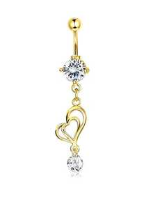 6 chiếc khuyên rốn dài bằng đồng đính đá Zirconia hình trái tim và hoa giọt nước, làm từ thép không gỉ, trang sức xỏ khuyên đa năng phù hợp để đeo hàng ngày. - 6 khuyên rốn - Xem 3
