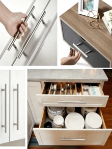 Baofeng 2/4pcs Stainless Steel Cabinet Drawer Pulls, Kitchen Handles, Bathroom Vanity Pulls, Metal Furniture Handles, Matte Silver Cabinet Pulls, Suitable For Kitchen And Bathroom Cabinets, Whole Drawer Pulls - Multicolor - View 6
