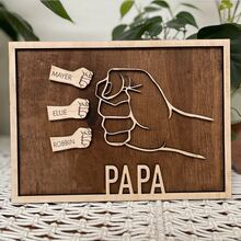 1pc Creative Father's Day Wooden Decorative Hanging Ornament, Fist Design Wall Art, Personalized Wooden Home Decor, "Dad" Birthday Gift, Father's Day Gift, New Dad Gift, Father-Daughter Gift - Multicolor - View 4