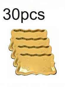 30/20/10/5pcs 9" X 13" Elegant Gold Rimmed Rectangular Paper Plates, Suitable For Dessert Display, Dining Table Party, Cupcake Display, Birthday Party, Wedding, Bridal Shower, Picnic, Everyday Home Use - Multicolor - View 32