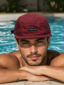 Anth Co Strapback Original New 5 Panel Waterproof Straight Brim Cap - Maroon - View 5
