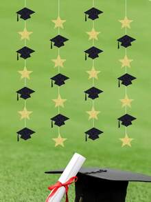 4pcs/Set Graduation & Back To School Party Hanging Decorations, Party Background Bunting - Multicolor - View 5