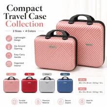 12"/14" Bagage à main ultra-léger, sac cosmétique léger de 0,6 kg, coque rigide de 4 couleurs, boîte de rangement pour maquillage pour les courts voyages d'affaires - Argent - Voir 3