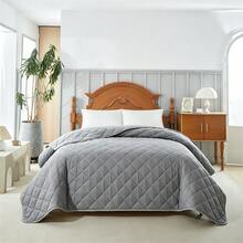 1pc Oversized Lightweight Soft Quilted Bed Cover, Thin Bedspread For Double Bed, All Season Bedding, Spring & Summer - Rhombus - Gray - View 1