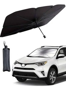 Retractable Car Sunshade - Made Of Titanium Silver Material, UV Protection, Easy To Use And Store, Quick Open And Close, Blocks UV Rays, Effectively Lowers Car Interior Temperature, Durable And Lightweight, Fully Covers Front Windshield, Comes With Small Storage Bag - A - View 9