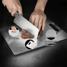 SOKANY Thick 304 Stainless Steel Cutting Board, Suitable For Cutting Vegetables, Fruits, Meats And Kneading Dough. Antibacterial And Mildew-Resistant Material, Easy To Clean By Rinsing. Portable And Space-Saving Design With Hanging Hole. Dual-Sided Usable, Ideal For Kitchen And Catering Use. - View 9
