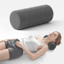 1pc Small Cylindrical Pillow, 28x12cm, Memory Foam Neck Pillow Suitable For Side Sleepers. Leg Pillow Applicable For Bed, Office And Sofa, Soft Plush Cover, Portable And Comfortable Support - Dark Grey - View 1