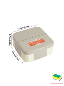 Boîte à bento compartimentée à blocs de couleurs macaron avec ustensiles intégrés, étanche et scellée, design carré mignon avec couvercle rabattable, portable, convient pour l'école, le bureau, le pique-nique et le camping - Multicolore - Voir 11