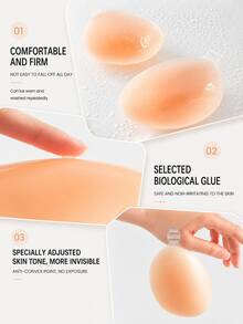 1 Cặp áo ngực silicon liền mạch, áo ngực nâng ngực không dây, không lưng, có thể tái sử dụng, áo ngực cài một nút giúp nâng đỡ vòng một, thích hợp cho váy mùa hè, đám cưới và tiệc tùng. - Nhiều màu - Xem 4