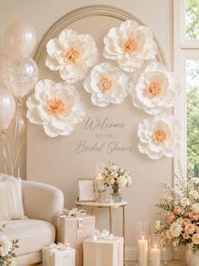 High-Quality 6pcs Large Size 29.97cm*6 Artificial Peony Simulation Flowers, High-Quality Handmade Paper Flower Set For Wedding Flower Wall Decor, Window Arch Arrangement, Birthday Party Photo Backdrop, Home Wall Decoration - 6Pcs - View 3
