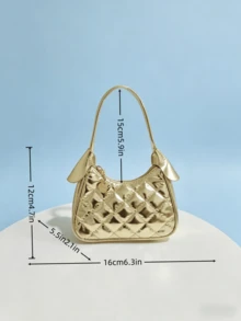女童鑽石壓紋刺繡手提包 春/秋新款時尚小包 公主包 零錢包 迷你包 超可愛手提包 節日禮物 生日禮物 糖果包 口紅包 個性化小包 購物零食包 配件小包 酷感包 秀場包 金色/銀色/白色 - 均碼 - 查看 7