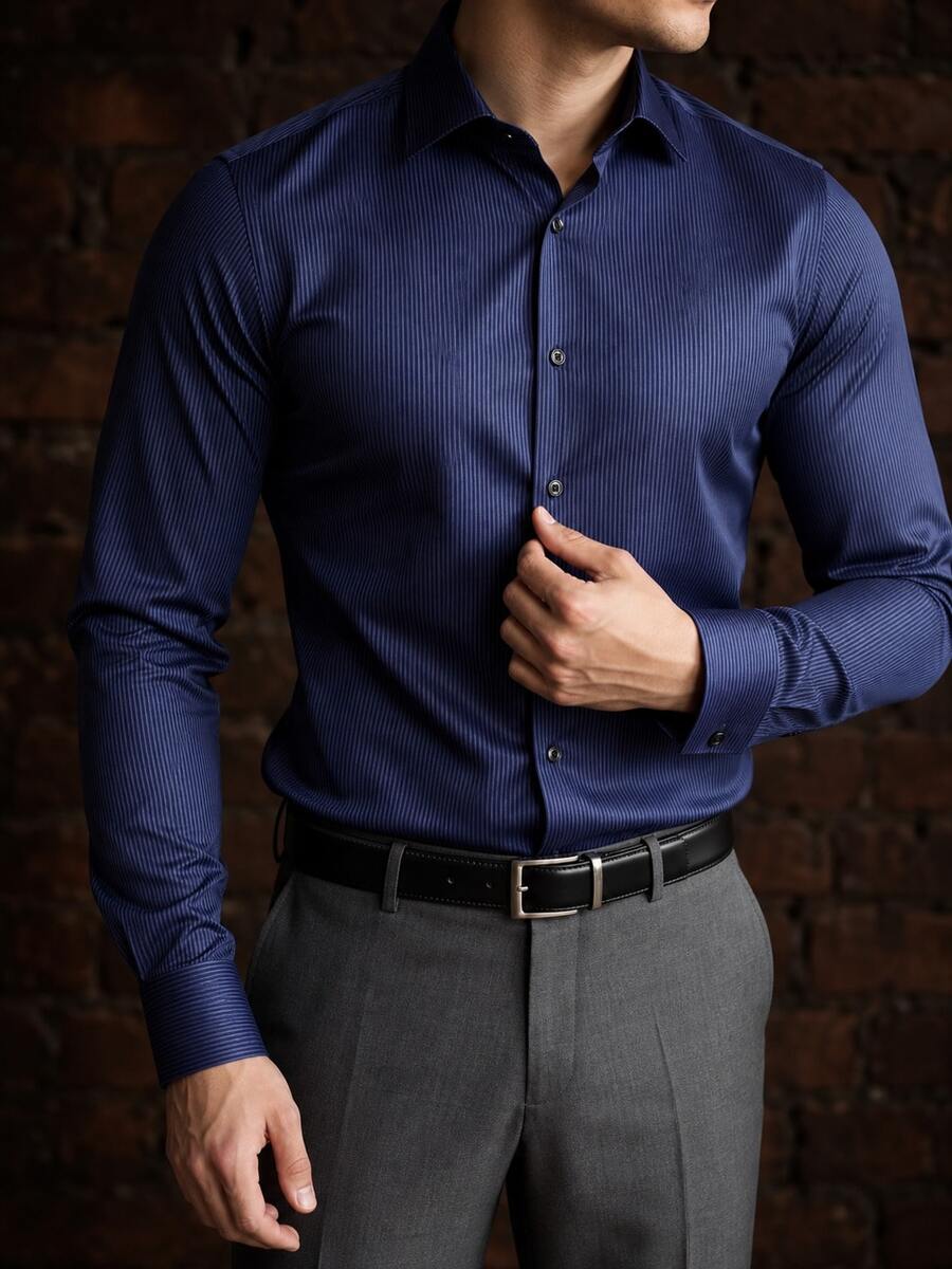 Men's Solid Color Single-Breasted Casual Versatile Daily Wear Shirt