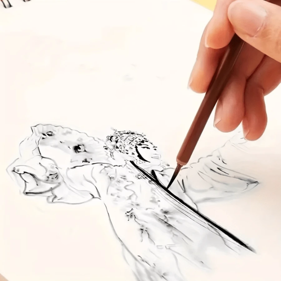3支/套细线艺术画笔套装,中国书法狼毛笔,精致艺术专业绘画画笔,适用于数字绘画、中国书法和美术作品 - 套裝 - 查看 1