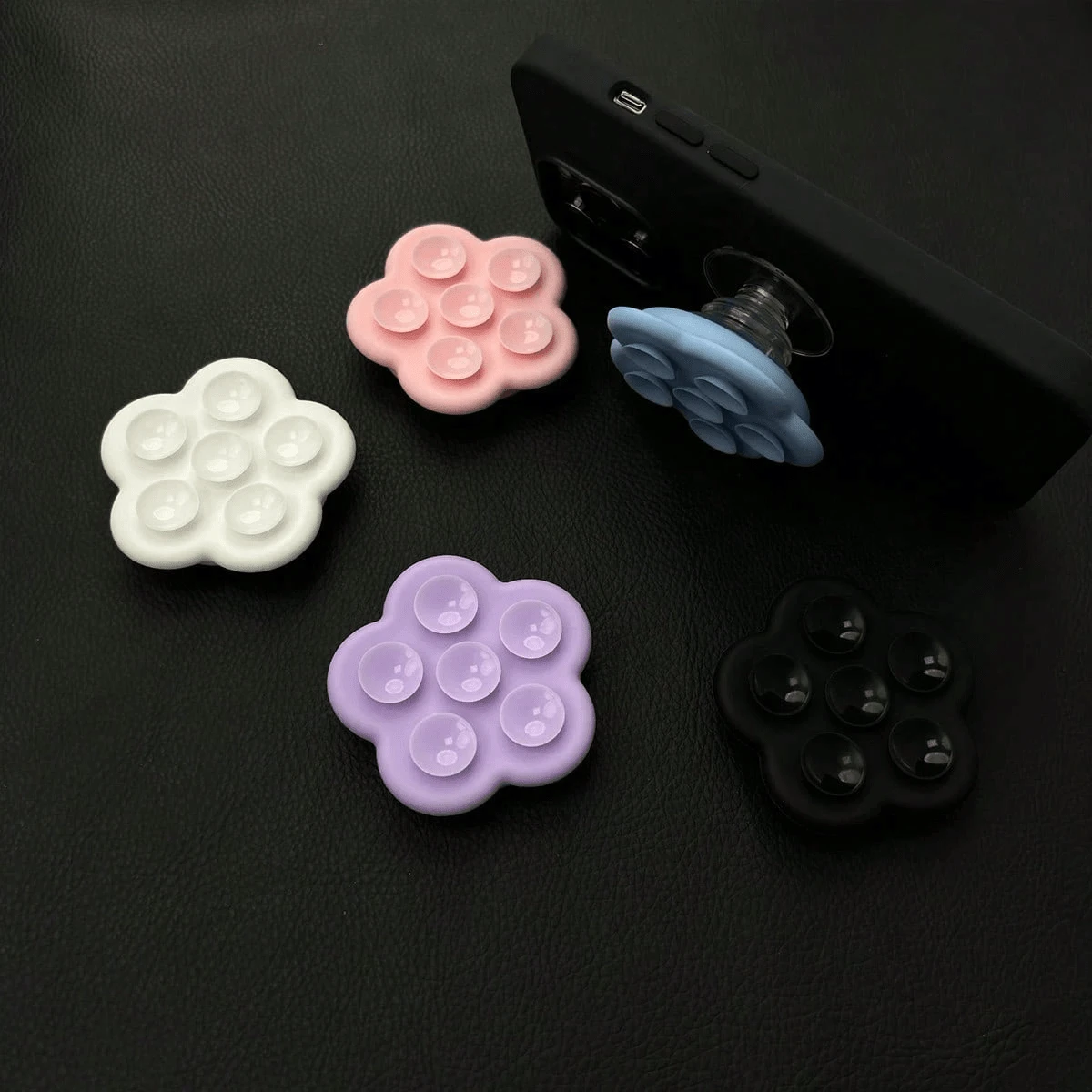 硅胶吸盘手机支架,可伸缩可折叠,免提淋浴墙面手机支架,方便自拍和视频录制 - 彩色 - 查看 1