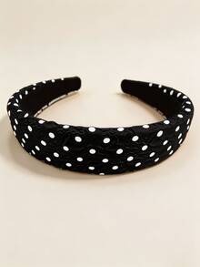 2 piezas/1 pieza Diadema minimalista de moda con lunares (con superficie plisada), diadema de poliéster casual, para todas las estaciones - Multicolor - Ver 4