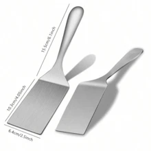 Bộ 1/2 chiếc xẻng nướng phẳng bằng thép không gỉ, thích hợp để nướng bít tết, bánh kếp và teppanyaki. Dụng cụ nhà bếp bền bỉ, xẻng nấu ăn. - Nhiều màu - Xem 11