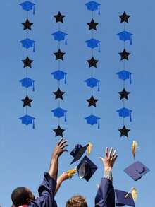 4pcs/Set Graduation & Back To School Party Hanging Decorations, Party Background Bunting - Multicolor - View 9