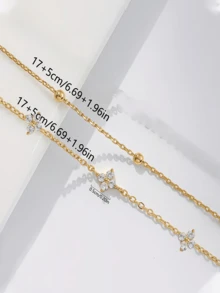 3pcs/Set 304 Stainless Steel 18K Gold Plated Elegant Delicate Layered Bracelet Set, Fashion Minimalist Stackable Thin Chain Bracelets, Suitable For Women's Daily Wear, Party Layering Jewelry, Valentine's Day, Mother's Day, Birthday Gift - Gold - View 6