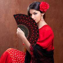 3Pcs D EXCEED Handheld Floral Folding Fans For Women, Chinese Japanese Charming Elegant Vintage Retro Style For Birthday Dancing Cosplay Wedding And Events - Sequins - View 9