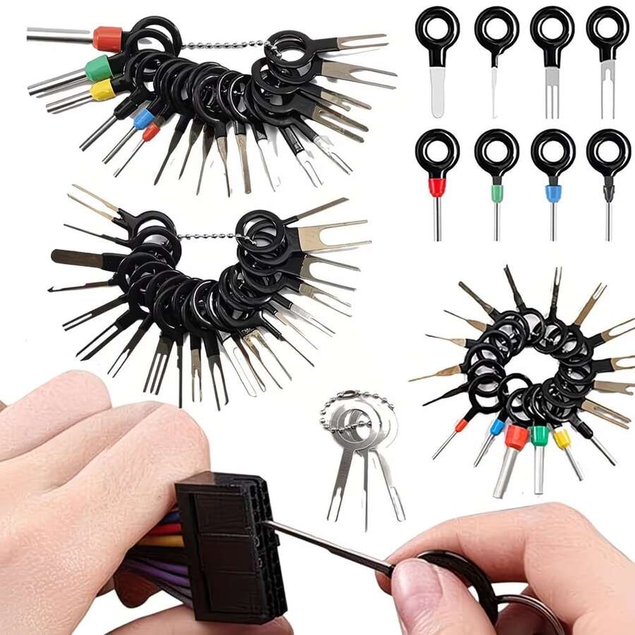 41pcs Car Plug, Wire Harness Terminal Disassembly Tool, Professional Terminal Disassembly Kit | Wire Harness Puller Maintenance Tool Kit, Durable Carbon Steel Material, Widely Suitable For Manual Tools For Car Maintenance Disassembly, No Battery Required - A - View 1