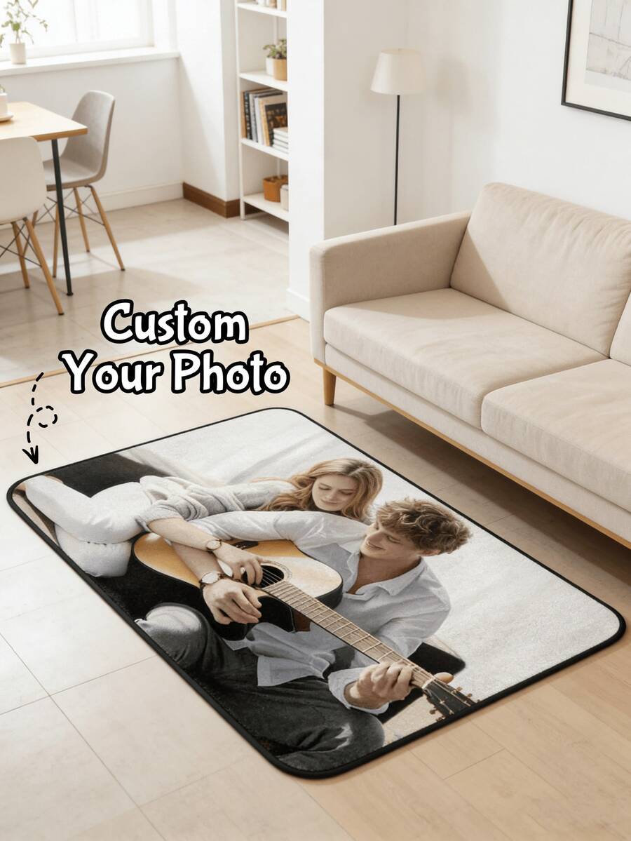 1Pc Personalized Custom Area Rug – Custom Logo, Image, Photo , Indoor Carpet, Non-Slip Machine Washable Decorative Mat For Bedroom, Living Room, Kids Room, Entryway, Cozy Home Floor Decor, Unique Family Gift - Multicolor - View 1