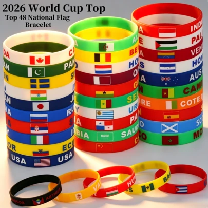 2026 World Cup Silicone Wristbands For France, Spain, Argentina, Brazil Fans, 48 Teams National Flag Rubber Bracelets, Polyester International World Flag Party Favors, Plastic Rubber Wristbands For Global Travel And Back To School Decoration