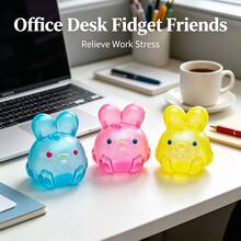 NeeDoh 透明兔子挤压玩具,感官慢回弹减压玩具,缓解焦虑工具,儿童及派对礼物 - 彩色 - 查看 4