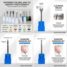 7件組美甲鑽頭套組，陶瓷與碳化物美甲工具，適用於凝膠去除、角質層護理、指甲修形與拋光 - ZKM-05 - 查看 5