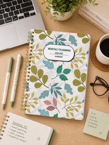 BUBU 2026-2027 Cartoon Academic Planner, 2-Year Spiral Bound Monthly Organizer, Suitable For Students, Teachers And Daily Use, Back To School Office Supplies Essential - Green - View 1