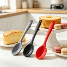 2/4 piezas Juego de utensilios de cocina de silicona, cuchara mezcladora multifuncional, resistente al calor, cuchara para hornear, disponible en 3 colores - Ver 2