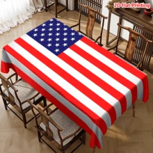 1/2pcs Independence Day Tablecloth, American Flag Pattern Tablecloth, Polyester Material, Suitable For Kitchen, Dining Room, Coffee Table, Picnic, Camping, Countryside, Decoration, Independence Day Theme Design, Minimalist Style, Multi-Scene Applicable, Essential Home Decor - Multicolor - View 15