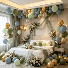 60 de baloane gri, verzi, albastre și aurii, include confetti auriu de 30 cm, potrivite pentru nunți, zile de naștere, petreceri burlăcițe, botezuri pentru bebeluși, petreceri în grădină și multe altele - Vizualizare 8