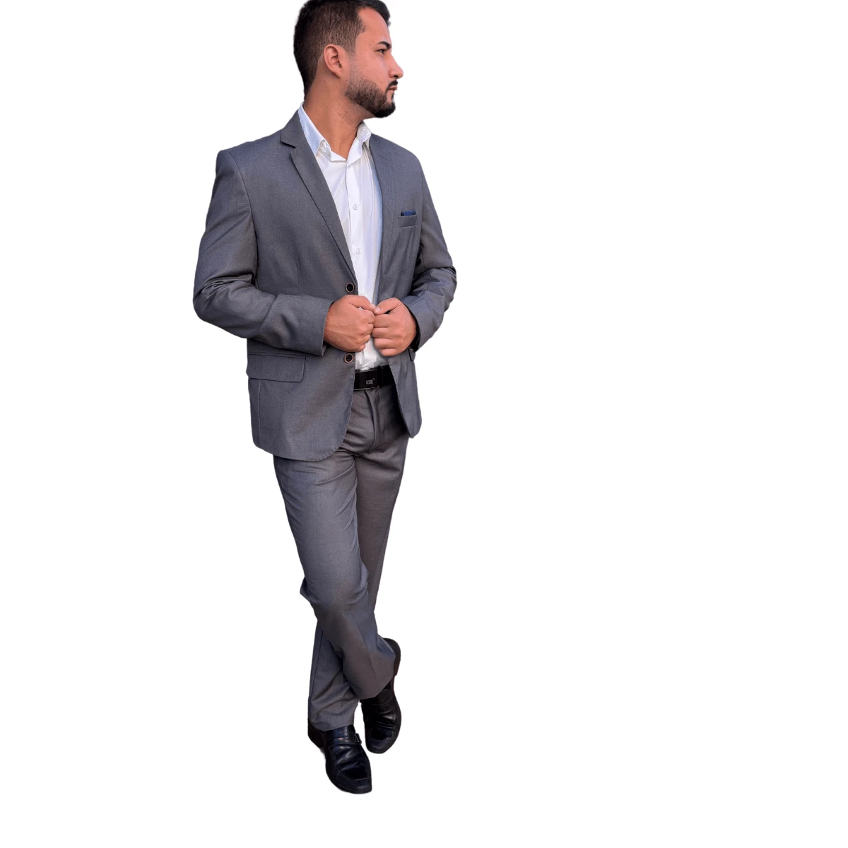 Men's Suit In Polyviscose PV For Weddings - Xám đậm - Xem 1